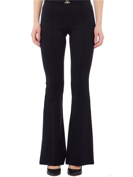 PANTALONE A ZAMPA CON CINTURA DONNA NERO