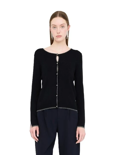 CARDIGAN CON DETTAGLI IN LUREX DONNA NERO