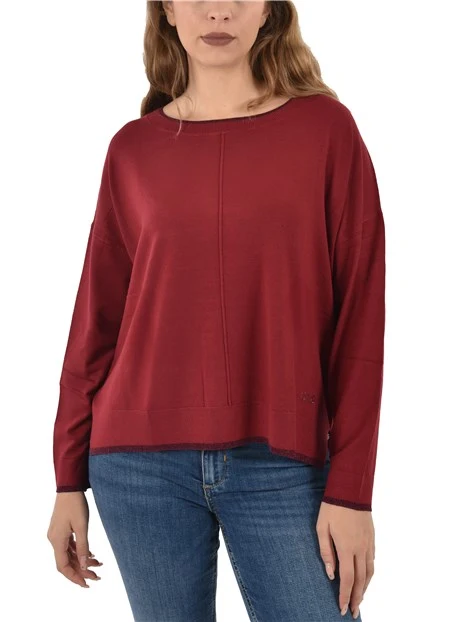 MAGLIA GIROCOLLO CON DETTAGLI IN LUREX DONNA ROSSO