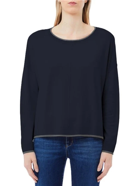 MAGLIA CON SCOLLO A BARCA CON DETTAGLI IN LUREX DONNA BLUE