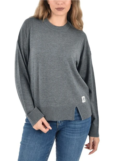 MAGLIA GIROCOLLO CON SPACCO FRONTALE DONNA GRIGIO