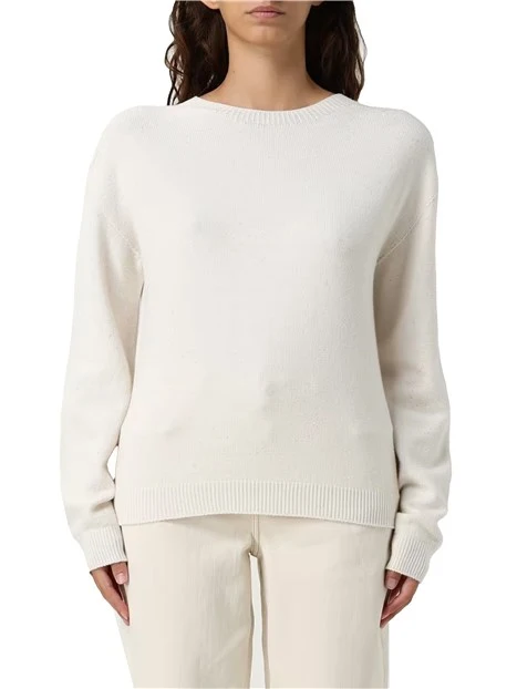 MAGLIA GIROCOLLO CON MICRO PAILLETTES IN VISCOSA  DONNA BIANCO