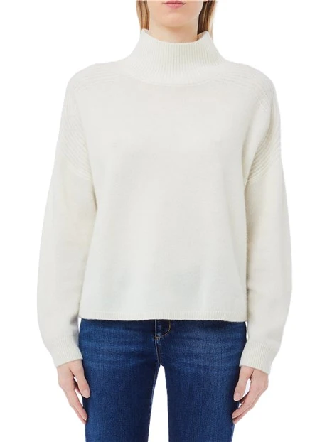 MAGLIA DOLCEVITA CON RICAMO GIOIELLO DONNA BIANCO