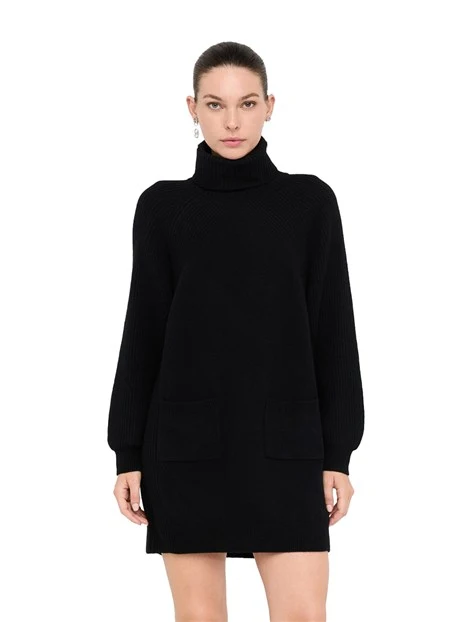 VESTITO CORTO IN LANA CON DOLCEVITA DONNA NERO