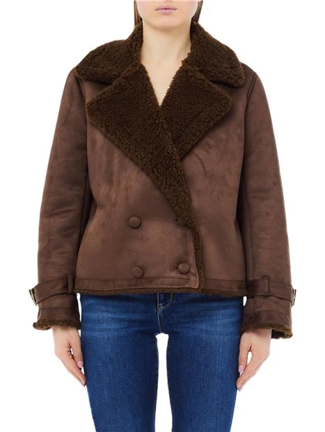 CAPPOTTO CORTO DOPPIOPETTO CON REVERS DONNA MARRONE