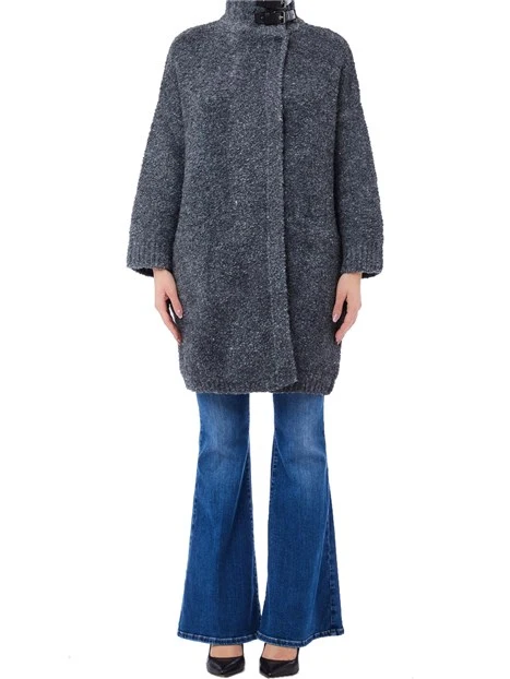 CAPPOTTO CORTO CON COLLETTO CON FIBIE REGOLABILI DONNA GRIGIO