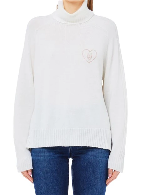 MAGLIA DOLCEVITA CON LOGO INTARSIATO DONNA BIANCO