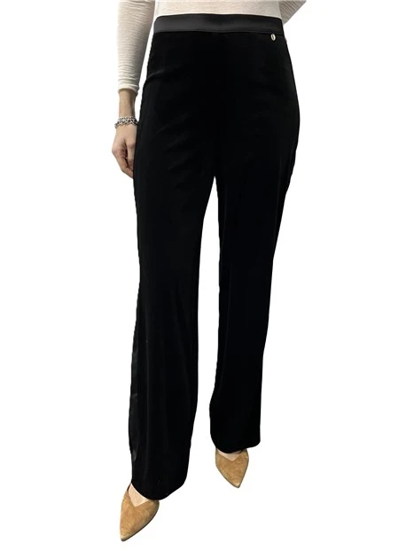 PANTALONE PALAZZO CON FASCIA IN RASO DONNA NERO