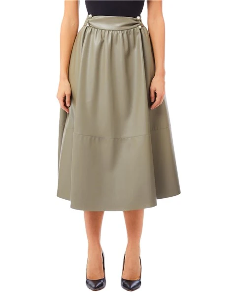 GONNA LUNGA AMPIA IN TESSUTO SPALMATO DONNA VERDE