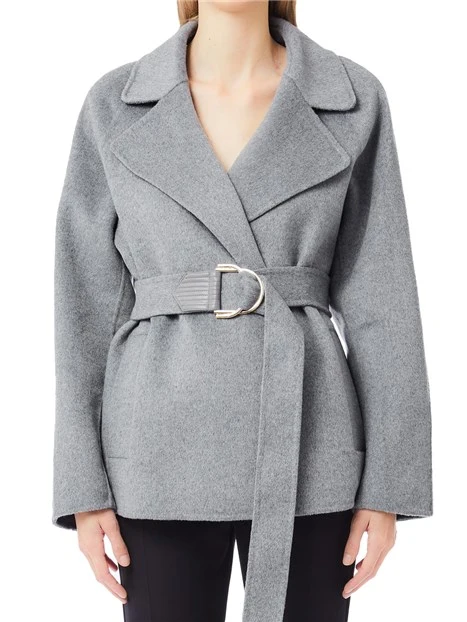 CAPPOTTO CORTO DOPPIOPETTO  MISTO LANA DONNA GRIGIO