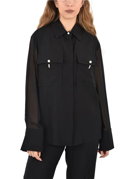 CAMICIA OVERSHIRT IN GABARDINA DONNA NERO