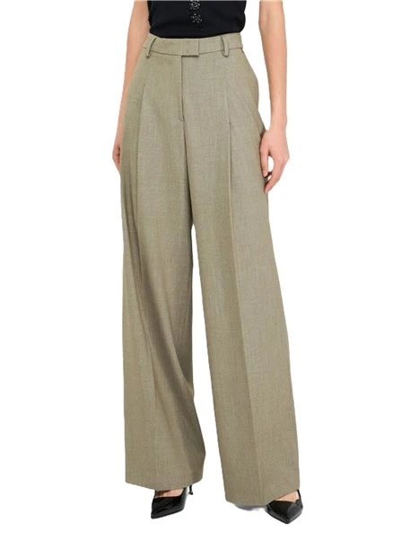 PANTALONI PALAZZO CON PINCES E PIEGA STIRATA DONNA VERDE