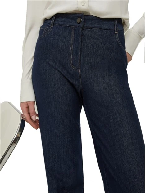PANTALONI A PALAZZO IN JERSEY EFFETTO DENIM DONNA BLU