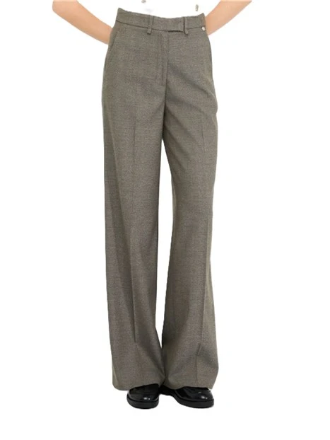 PANTALONI A PALAZZO CON MOTIVO CHEVRON DONNA BEIGE