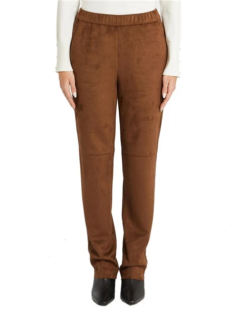 PANTALONE IN JERSEY SCAMOSCIATO DONNA MARRONE