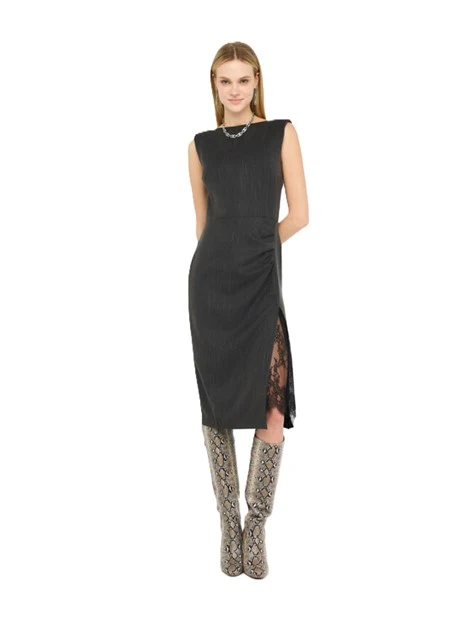 VESTITO CON MOTIVO GESSATO DONNA GRIGIO