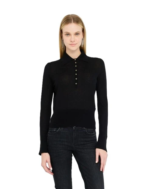 MAGLIA IN COTONE E CASHMERE  CON BOTTONI DONNA NERO