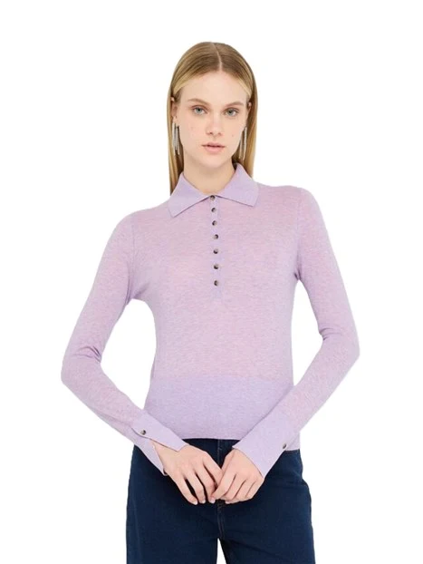 MAGLIA IN COTONE E CASHMERE  CON BOTTONI DONNA ROSA
