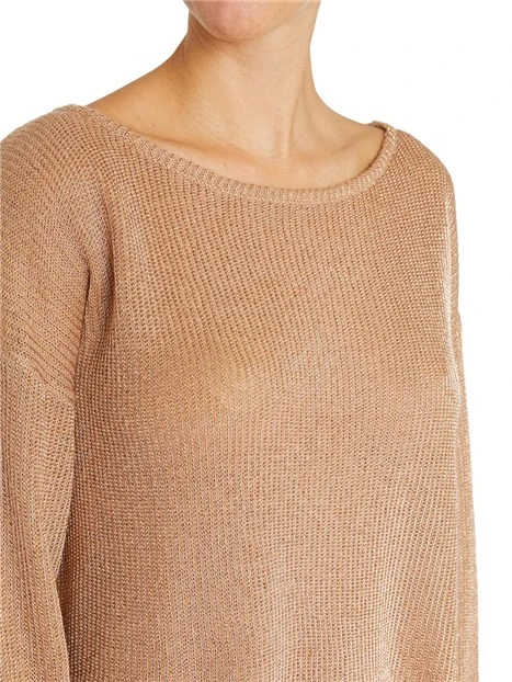 MAGLIA IN MISTO MOHAIR EFFETTO METALLIZZATO DONNA BEIGE