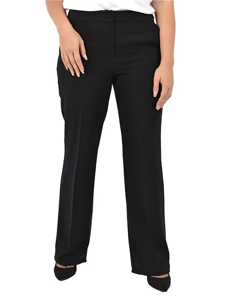 PANTALONI IN TESSUTO BIELASTICO DONNA NERO
