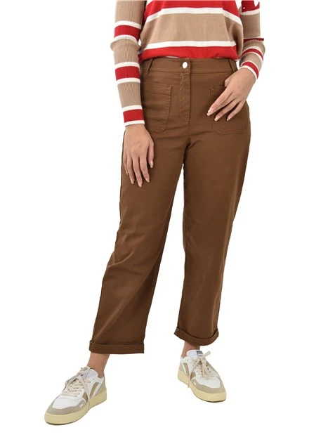 PANTALONI CHINO CON RISVOLTO DONNA CUOIO