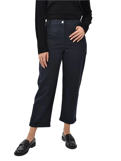 PANTALONI CHINO CON RISVOLTO DONNA BLU