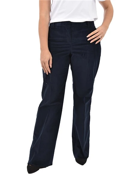 PANTALONE IN  MISTO COTONE VELLUTO A COSTE DONNA BLU