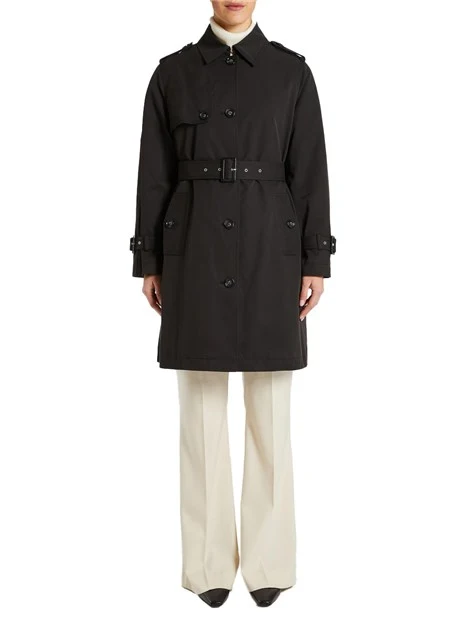 TRENCH MONOPETTO IN GABARDINE DONNA NERO