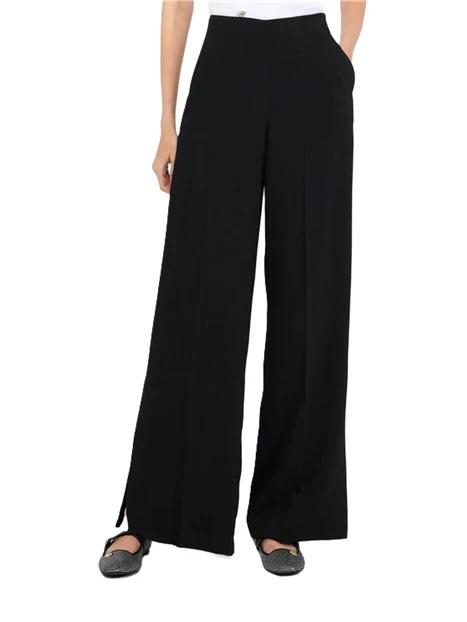PANTALONI A PALAZZO IN ENVERS SATIN DONNA NERO