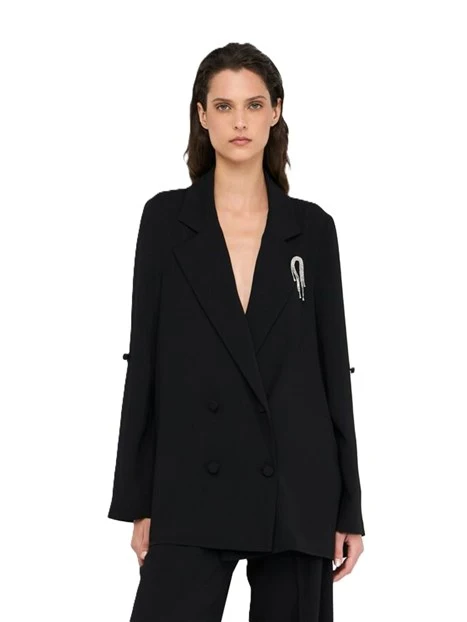 GIACCA BLAZER DOPPIOPETTO IN ENVERS SATIN DONNA NERO