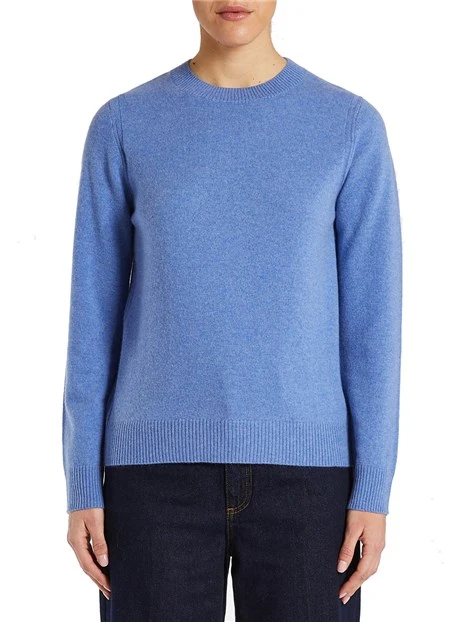 MAGLIA GIROCOLLO IN CASHMERE DONNA AZZURRO