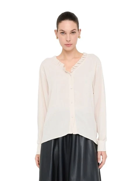 CAMICIA CON VOLANT DONNA AVORIO