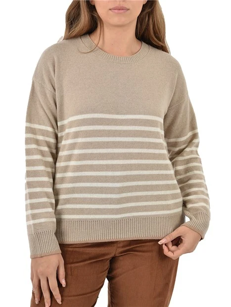 MAGLIA GIROCOLLO FILATO IN LANA E CASHMERE DONNA BIANCO