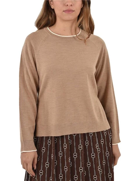 MAGLIA GIROCOLLO PURA LANA SOTTILE DONNA BEIGE