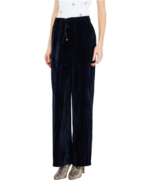 PANTALONE PALAZZO IN VELLUTO CON COULISSE DONNA BLU