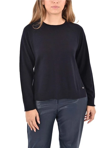 MAGLIA GIROCOLLO PURA LANA SOTTILE DONNA BLU