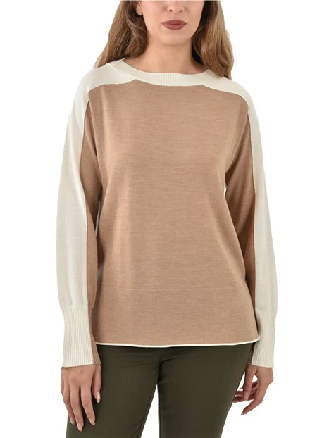 MAGLIA IN FILATO SOTTILE DI PURA LANA DONNA BEIGE
