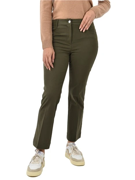 PANTALONE A ZAMPA IN MISTO COTONE DONNA VERDE