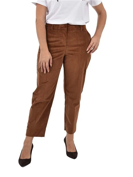 PANTALONE IN VELLUTO A COSTE COROZO DONNA  MARRONE