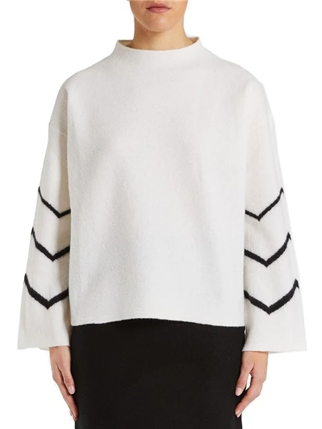 MAGLIA GIROCOLLO IN LANA CON INTARSIO GRAFICO DONNA BIANCO
