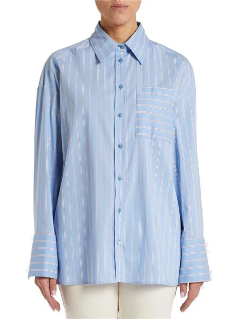 CAMICIA OVERSIZE CON TASCHINO DONNA AZZURRO