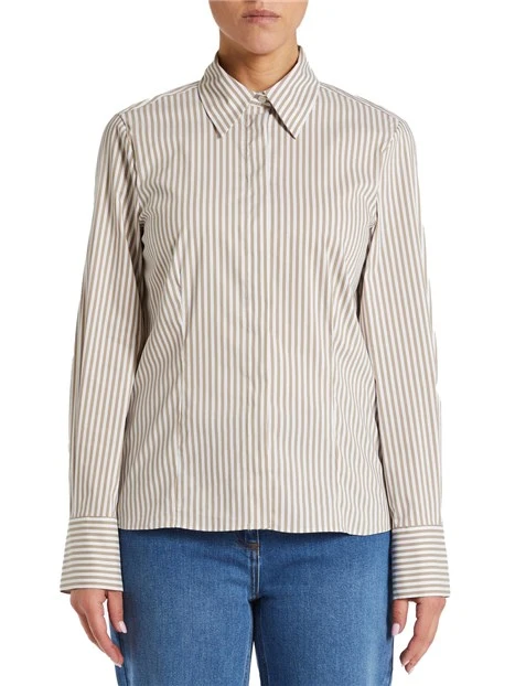CAMICIA IN COTONE A RIGHE DONNA BIANCO