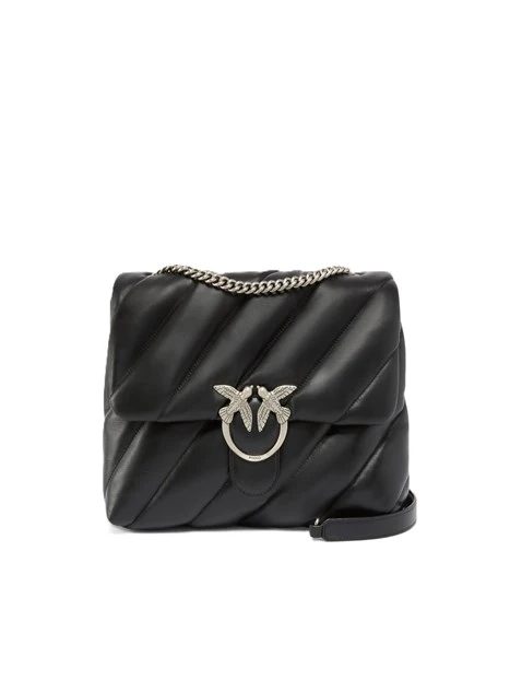 BORSA A SPALLA TRAPUNTATA CON CATENA DONNA NERO