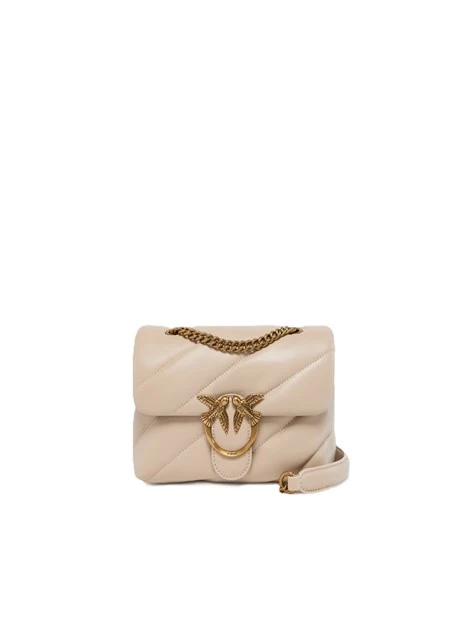 BORSA A SPALLA IN PELLE TRAPUNTATA CON CATENA DONNA BEIGE