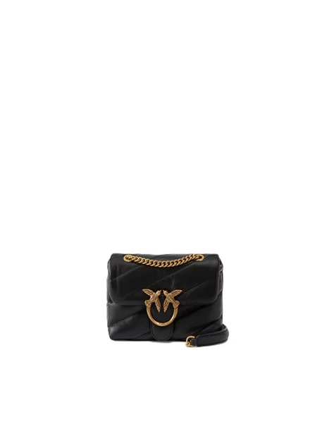 BORSA A SPALLA IN PELLE  CON TRAPUNTATURA OBLIQUA DONNA NERO