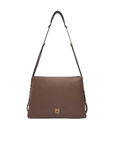 BORSA A SPALLA IN PELLE LISCIA DONNA MARRONE