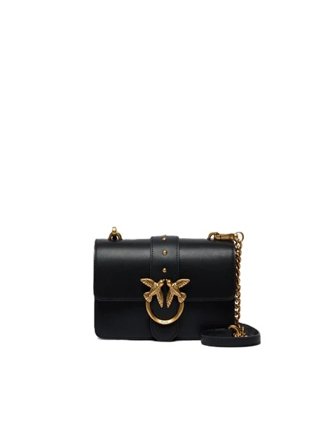 BORSA A TRACOLLA IN PELLE CON CATENA ARGENTO DONNA NERO