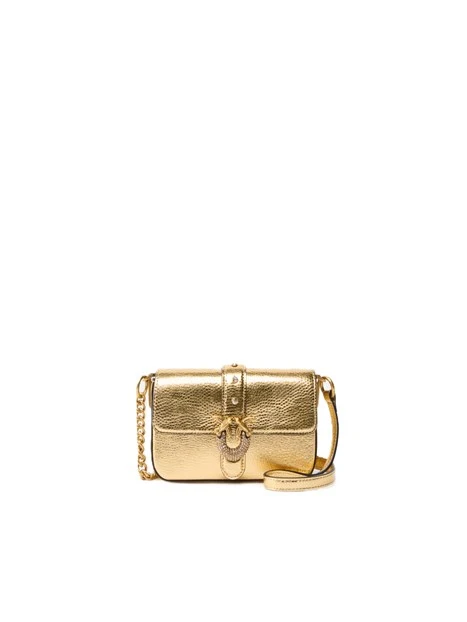 BORSA A TRACOLLA IN PELLE LAMINATA DONNA ORO