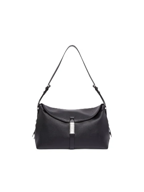 BORSA A SPALLA IN PELLE CON TRACOLLA REGOLABILE DONNA NERO