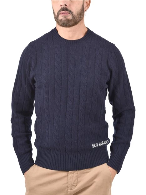 MAGLIA GIROCOLLO IN MISTO CASHMERE CON LAVORAZIONE A TRECCE